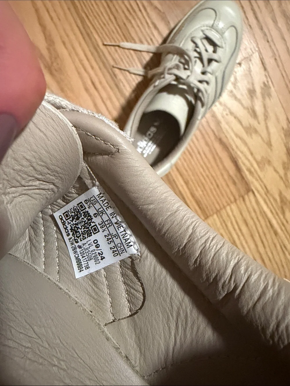 Adidas Cream Sneaker- fits more like a 7